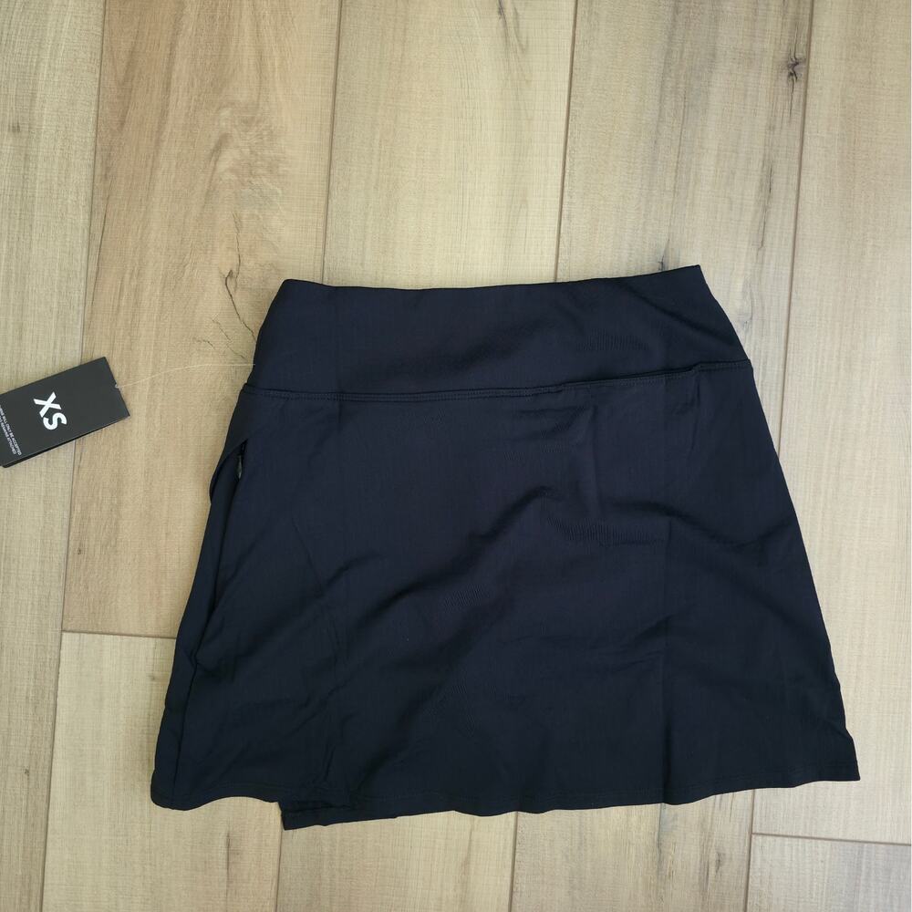 IBKUL Solid Faux Wrap Skort Black 26000 Activewear Skort Women Sz XS NWT - Picture 10 of 15